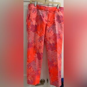 J.Crew neon multicolored tropical plants + flower patterned cropped pants